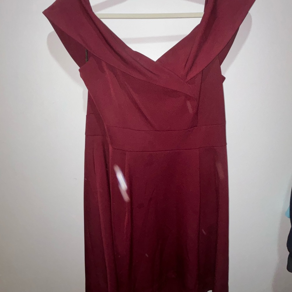 Red Asymmetrical Wrap Cocktail Dress